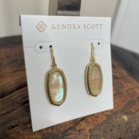 NWT Kendra Scott Dani Ridge Frame Drop Earrings in Golden Abalone! - Picture 3 of 5